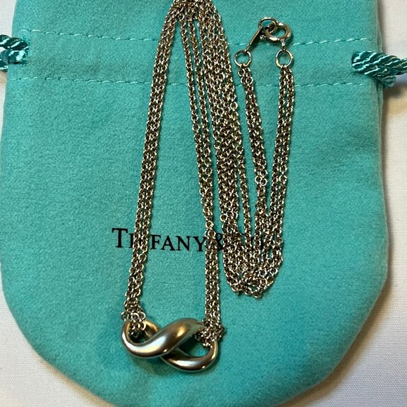 Tiffany & Co. Infinity Pendant Double Chain Necklace 16" - Picture 1 of 9